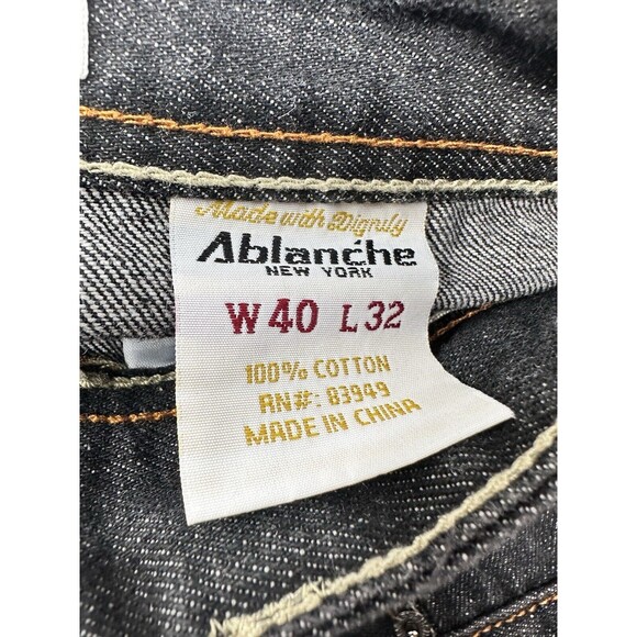 Ablanche‎ Embellish y2k Straight Cut Denim Jeans,Stone Wash Black baggy size 40 - Picture 4 of 11